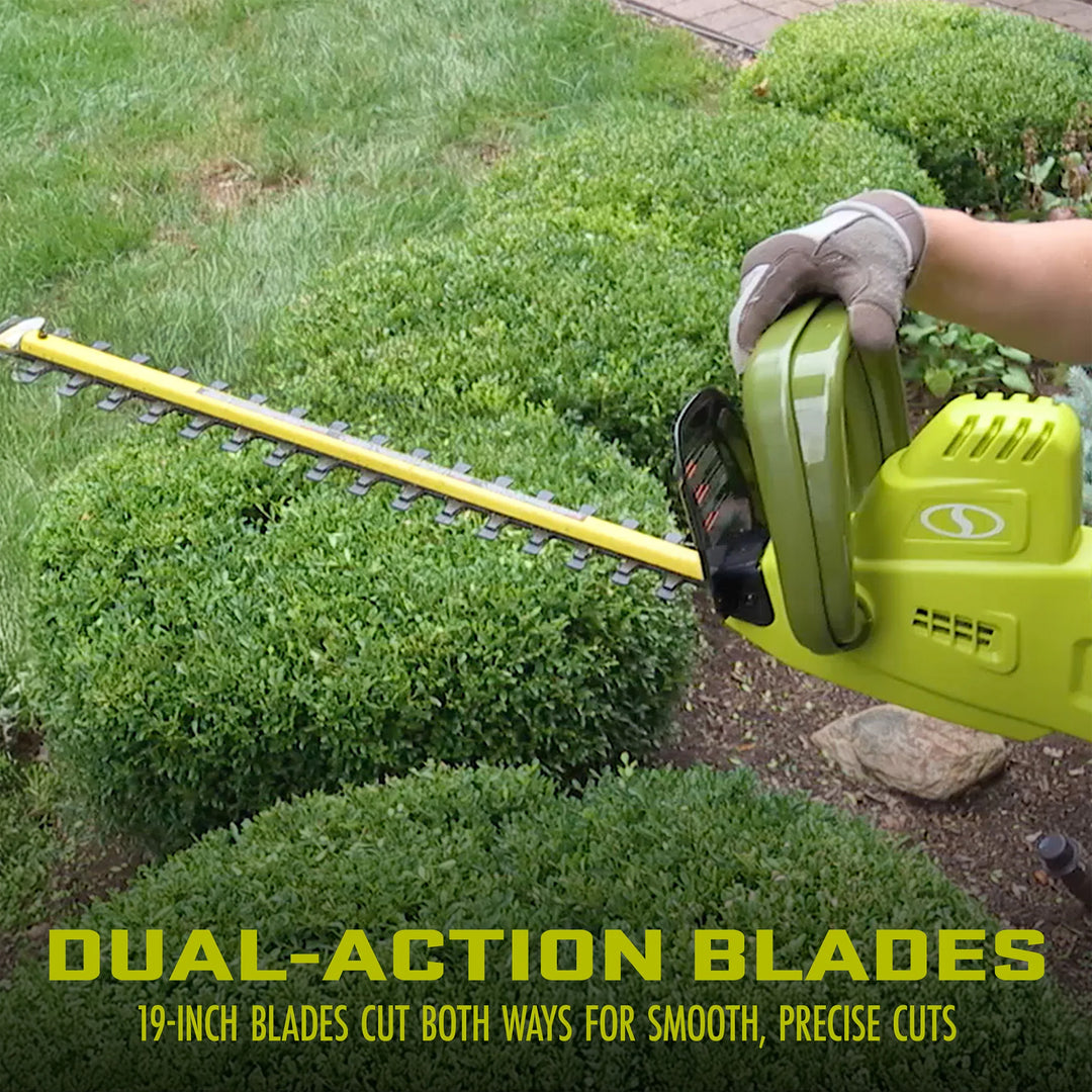 Sun Joe 19” Electric Pole Hedge Trimmer, Portable Dual Blade Tool SJH904E, Green