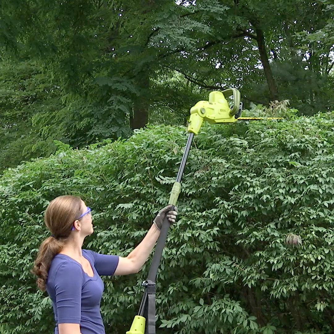 Sun Joe 19” Electric Pole Hedge Trimmer, Portable Dual Blade Tool SJH904E, Green