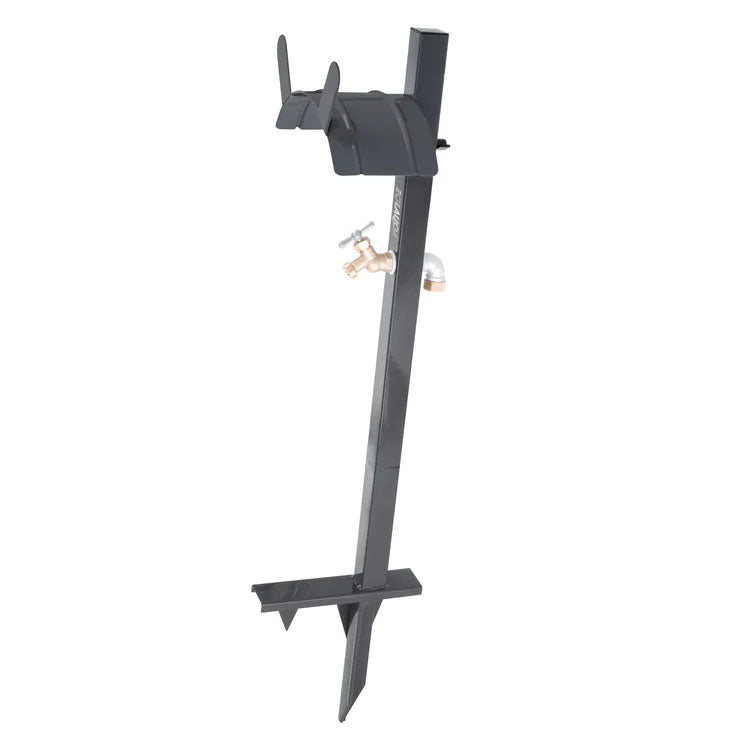 Sun Joe Steel Garden Hose Stand, Brass Faucet, Quick Install Anchor Base, Gray
