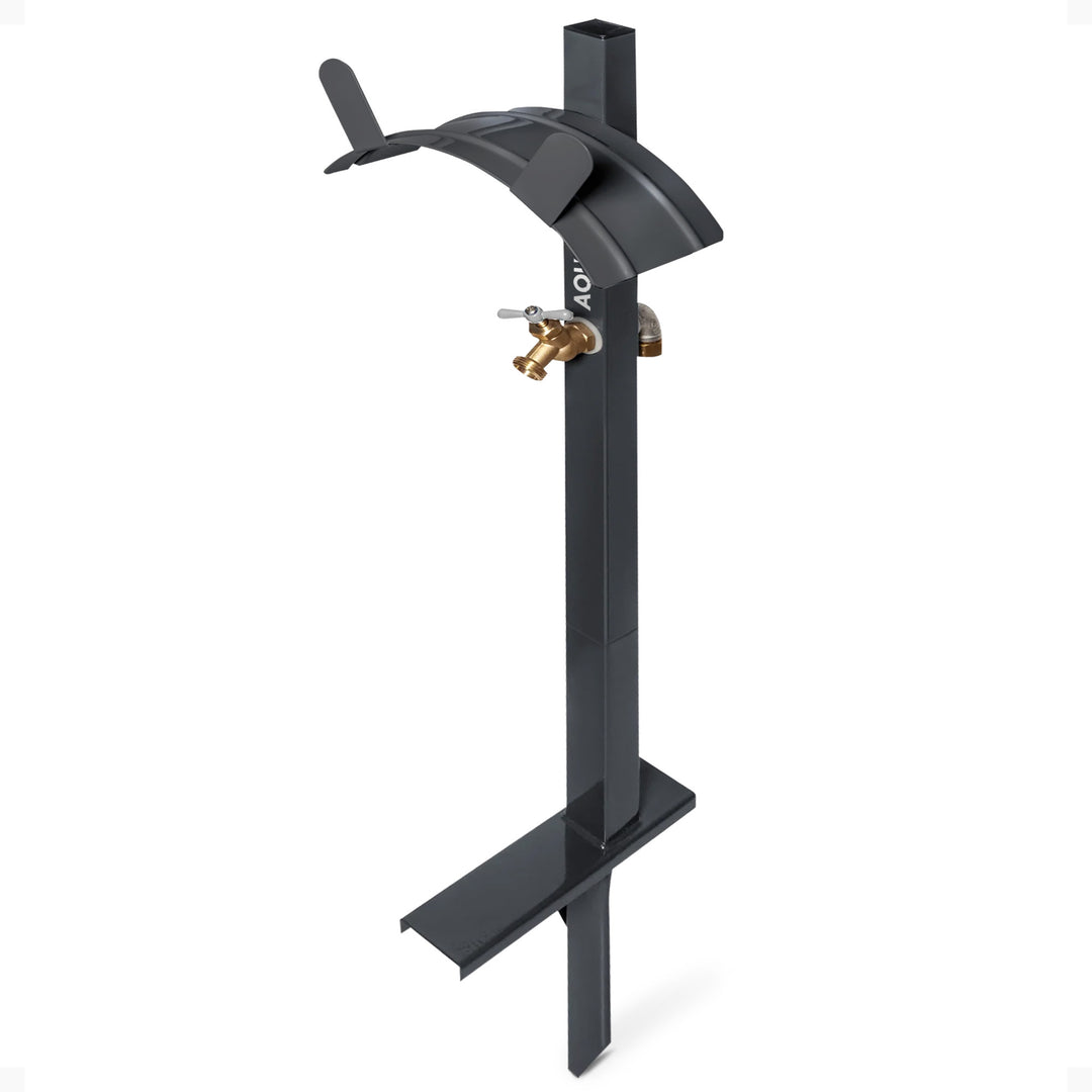 Sun Joe Steel Garden Hose Stand, Brass Faucet, Quick Install Base, SJ-SHSBB-GRY