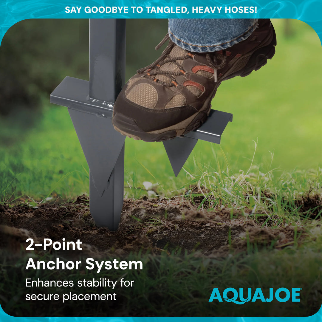 Sun Joe Steel Garden Hose Stand, Brass Faucet, Quick Install Anchor Base (Used) - VMInnovations