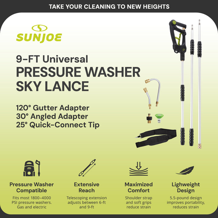 Sun Joe 9 Foot Universal Pressure Washer Sky Lance Extension Wand Kit, SPX-SRL9