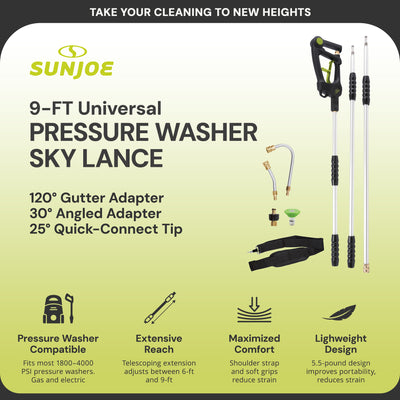 Sun Joe 9 Foot Universal Pressure Washer Sky Lance Extension Wand Kit (Open Box)