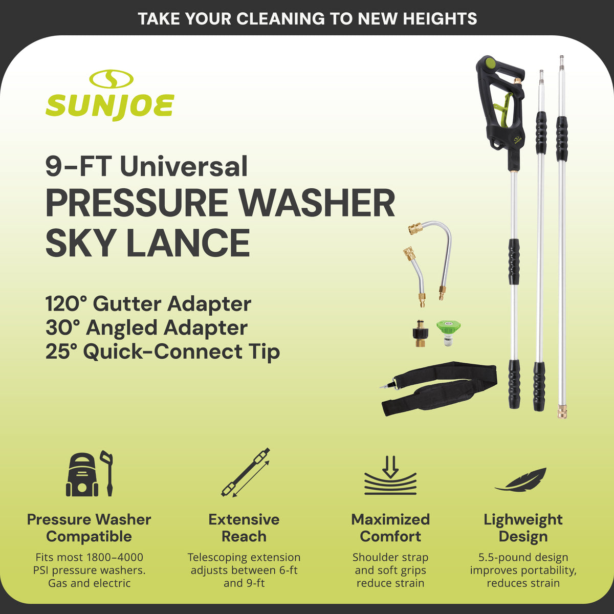 Sun Joe 9 Foot Universal Pressure Washer Sky Lance Extension Wand Kit (Open Box)