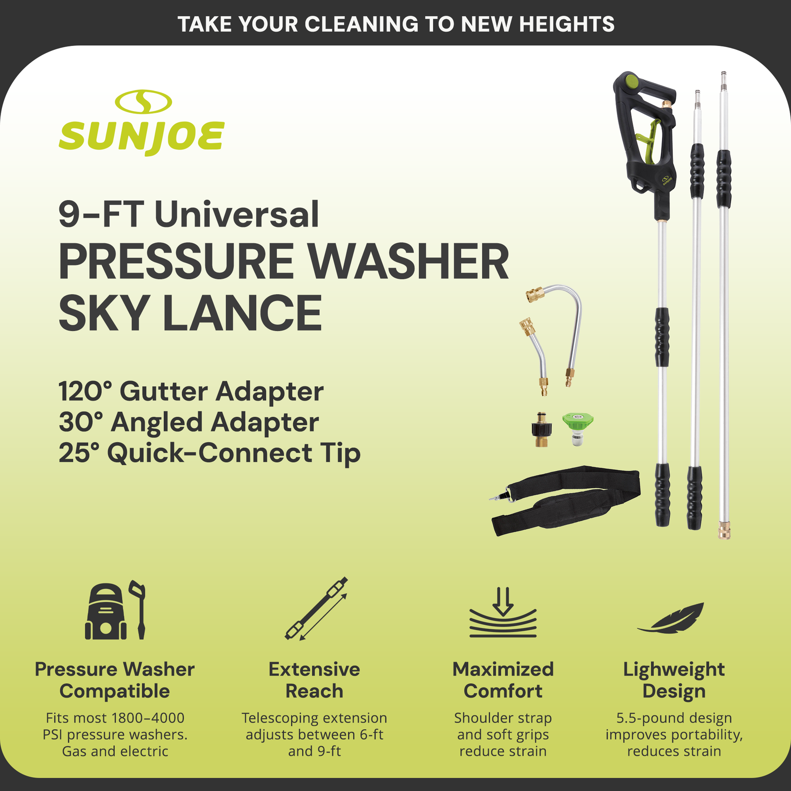 Sun Joe 9 Foot Universal Pressure Washer Sky Lance Extension Wand Kit, SPX-SRL9 - VMInnovations