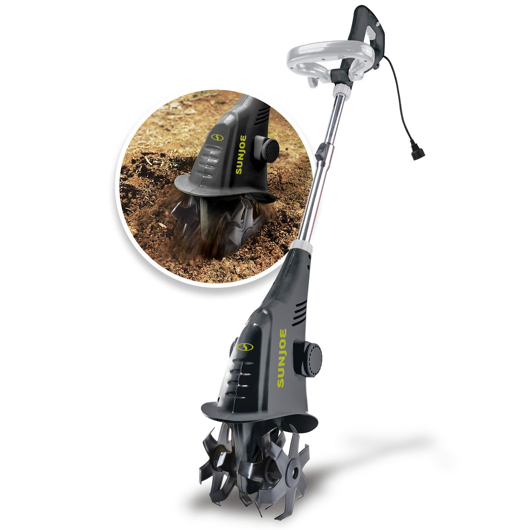Sun Joe Electric Garden Cultivator with 2.5 Amp Motor and Steel Blades, Green