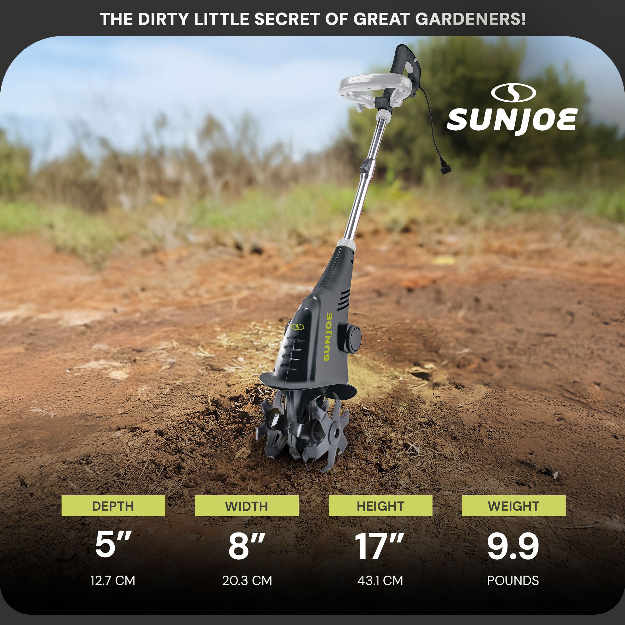 Sun Joe Aardvark 2.5-Amp 4 Steel Tines Electric Garden Cultivator | Open Box - VMInnovations