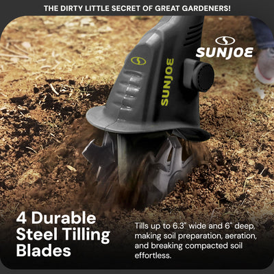 Sun Joe Aardvark 2.5-Amp 4 Steel Tines Electric Garden Cultivator | Open Box - VMInnovations