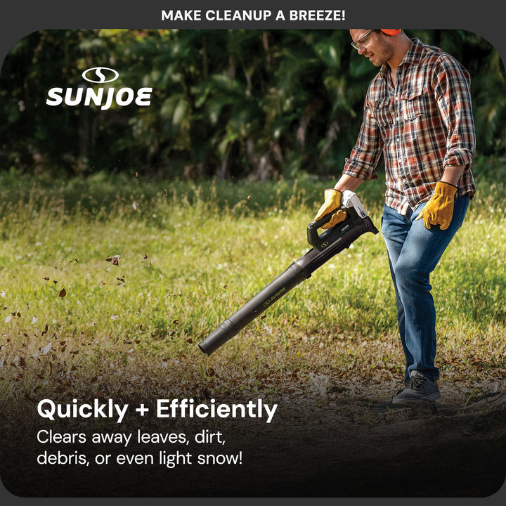Sun Joe 24 Volt Jet Leaf Blower Cordless Compact Turbine with Battery, Blk(Used)