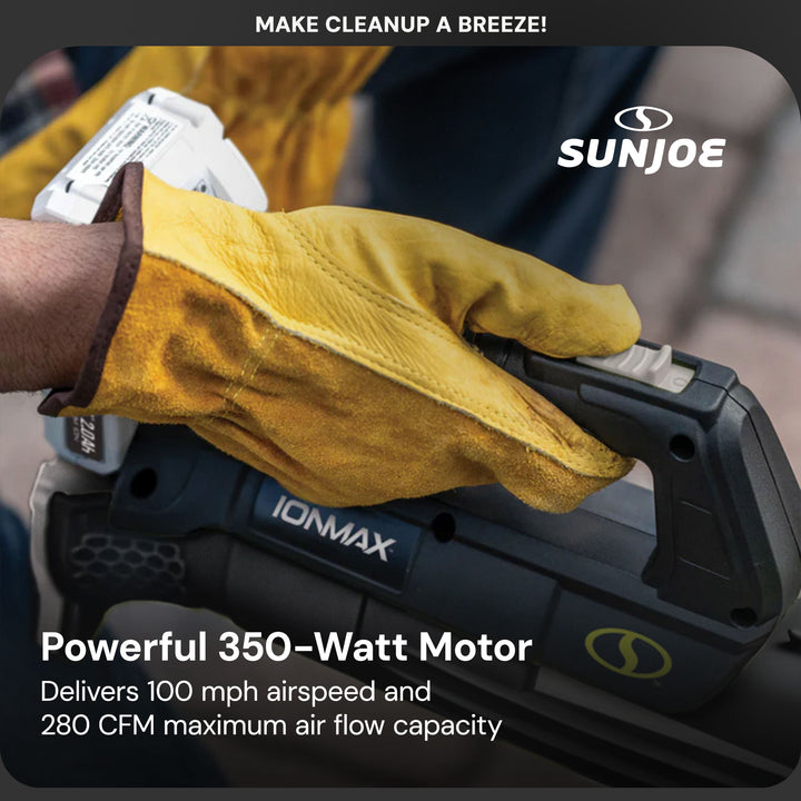 Sun Joe 24 Volt Jet Leaf Blower Cordless Compact Turbine with Battery, Blk(Used)