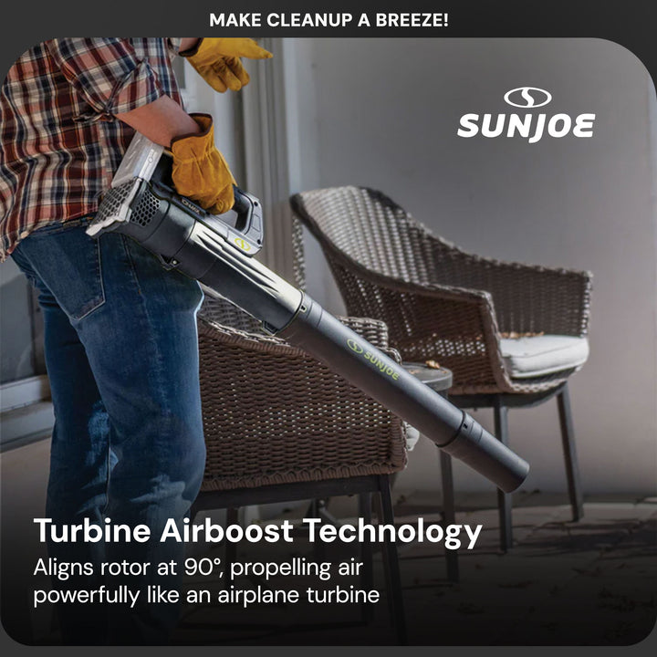 Sun Joe 24 Volt Jet Leaf Blower Cordless Compact Turbine with Battery, Blk(Used)