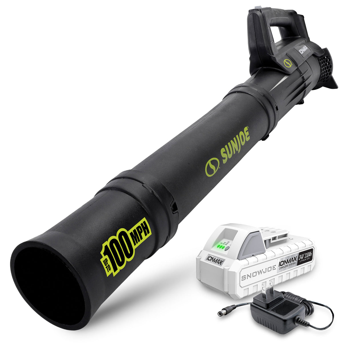 Sun Joe 24 Volt Jet Leaf Blower Cordless Compact Turbine with Battery, Blk(Used) - VMInnovations
