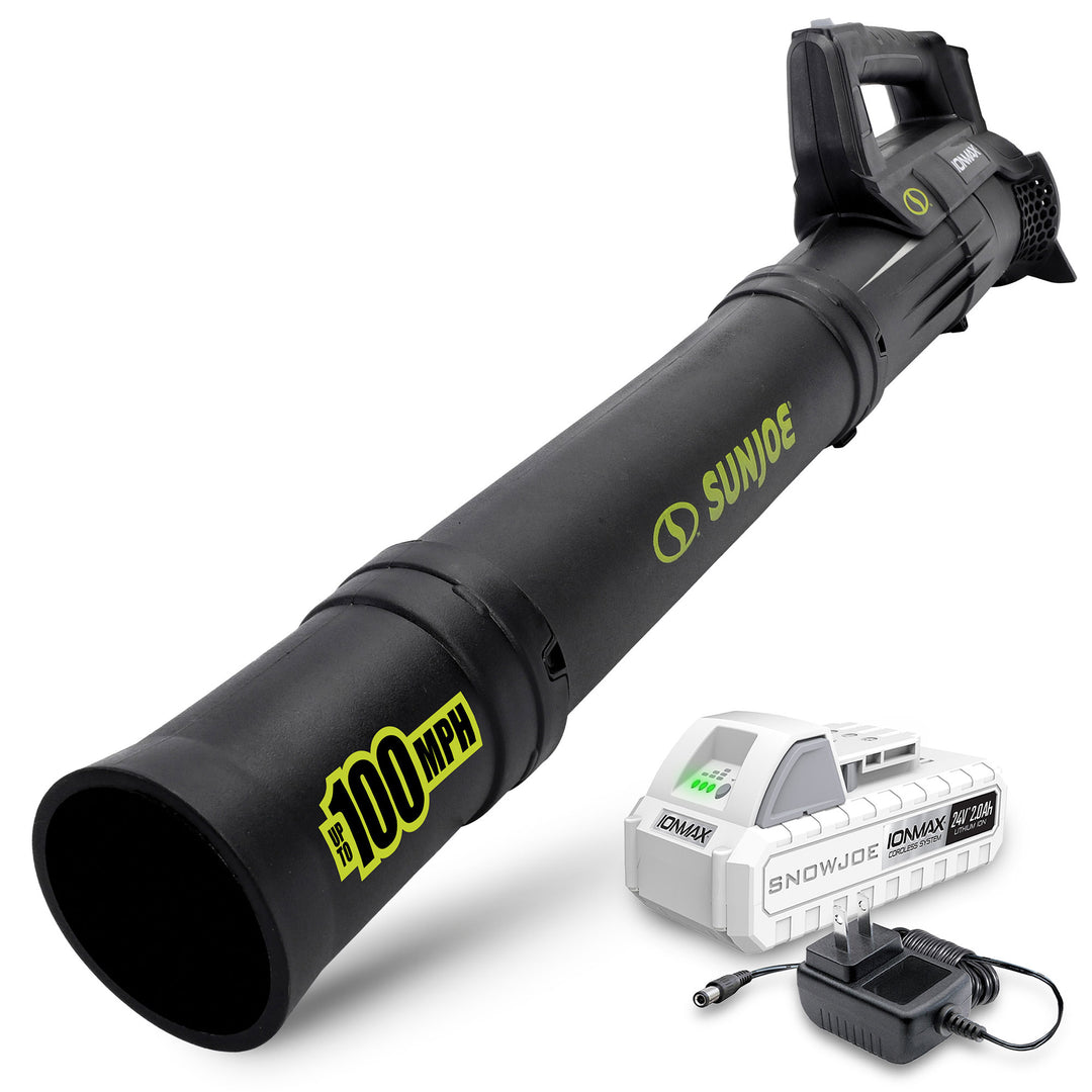 Sun Joe 24 Volt Jet Leaf Blower Cordless Compact Turbine with Battery, Blk(Used)