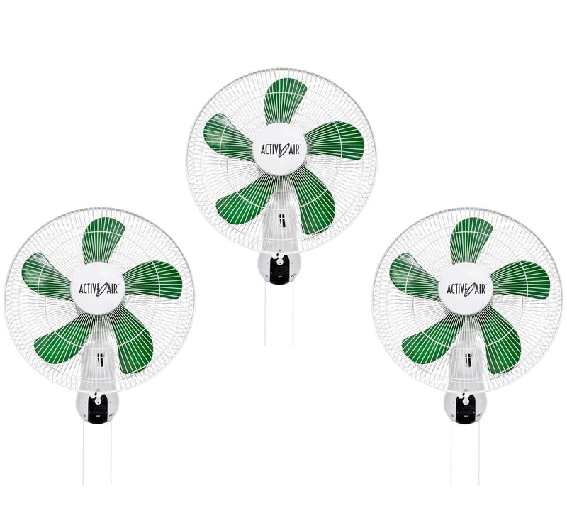 Active Air ACF16 16" 3-Speed Mountable Oscillating Hydroponic Grow Fan (3 Pack) - VMInnovations