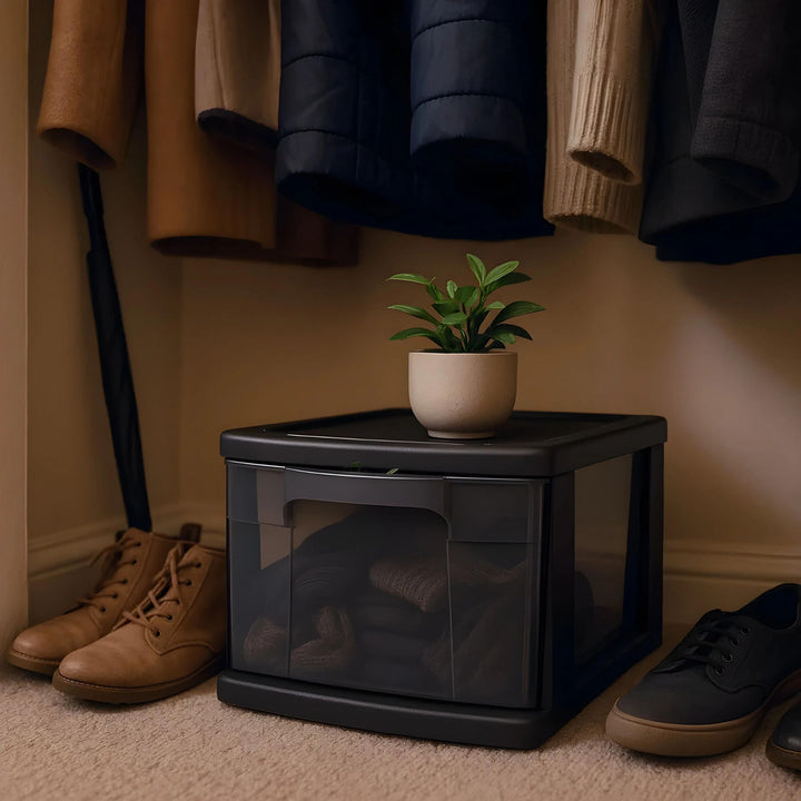 Homz Plastic 1 Drawer Medium Storage Cart, Black Frame, 2 Pack (Open Box)