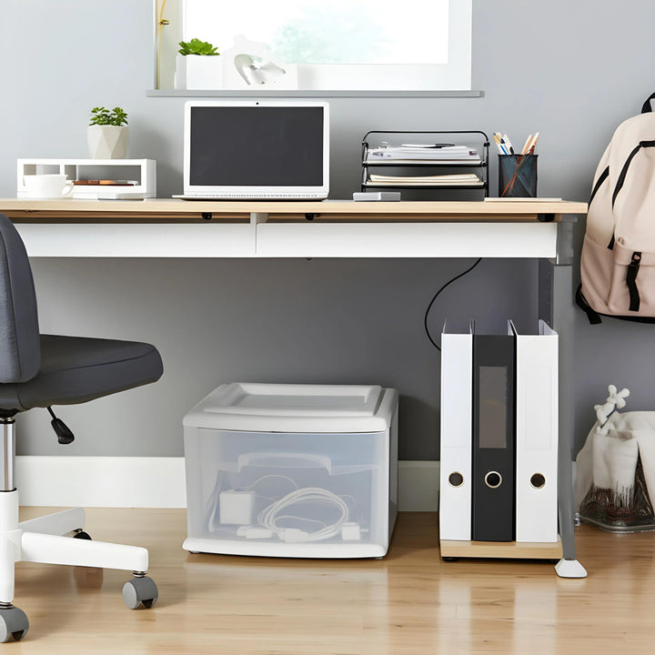 Homz Plastic 1 Drawer Medium Storage Cart White w/Clear Drawer, 2 Pack(Open Box) - VMInnovations