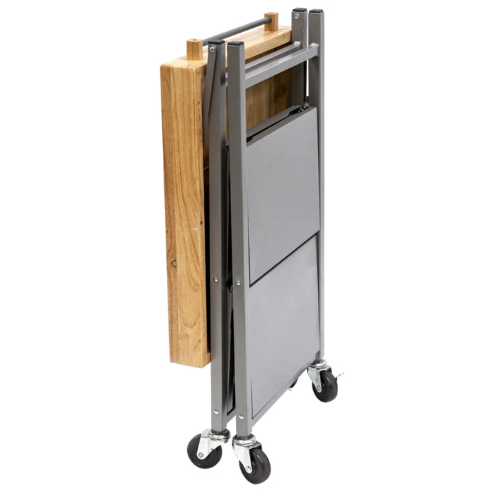 Origami Foldable Kitchen Island Cart, Wheeled Rolling Storage Cart with Shelves