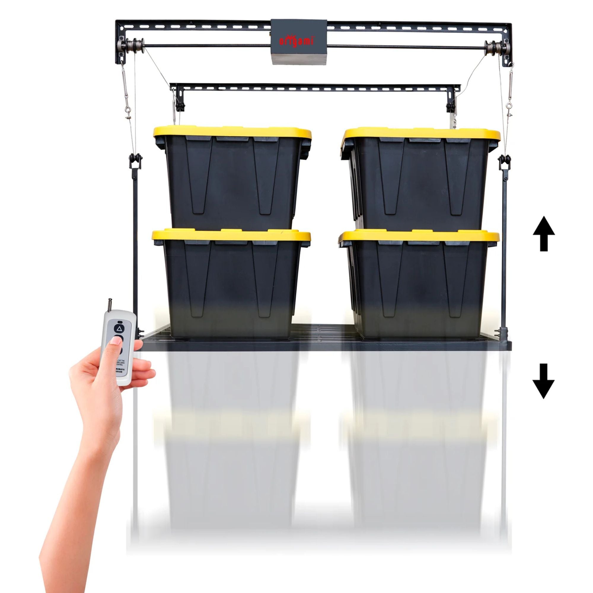 Origami Motorized Garage Ceiling Storage, 52"x25" Overhead Lift System(Open Box) - VMInnovations