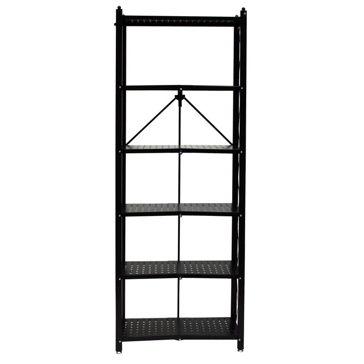 Origami RB Foldable 6 Tier Rack, Wheels, Tall/Slim, Black, Certified Refurbished