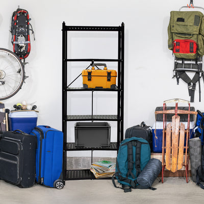 Origami RB Foldable 6 Tier Rack, Wheels, Tall/Slim, Black, Certified Refurbished - VMInnovations
