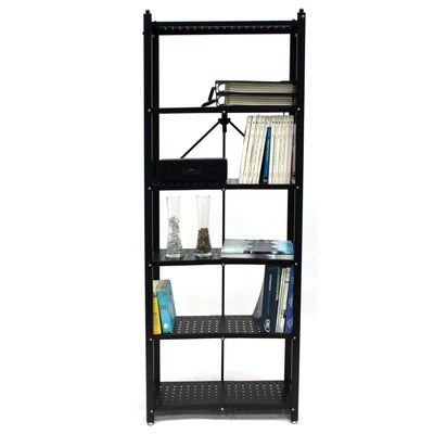 Origami RB Foldable 6 Tier Rack, Wheels, Tall/Slim, Black, Certified Refurbished - VMInnovations