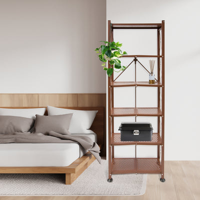Origami RB Foldable 6 Tier Rack, Wheels Tall/Slim, Bronze, Certified Refurbished - VMInnovations