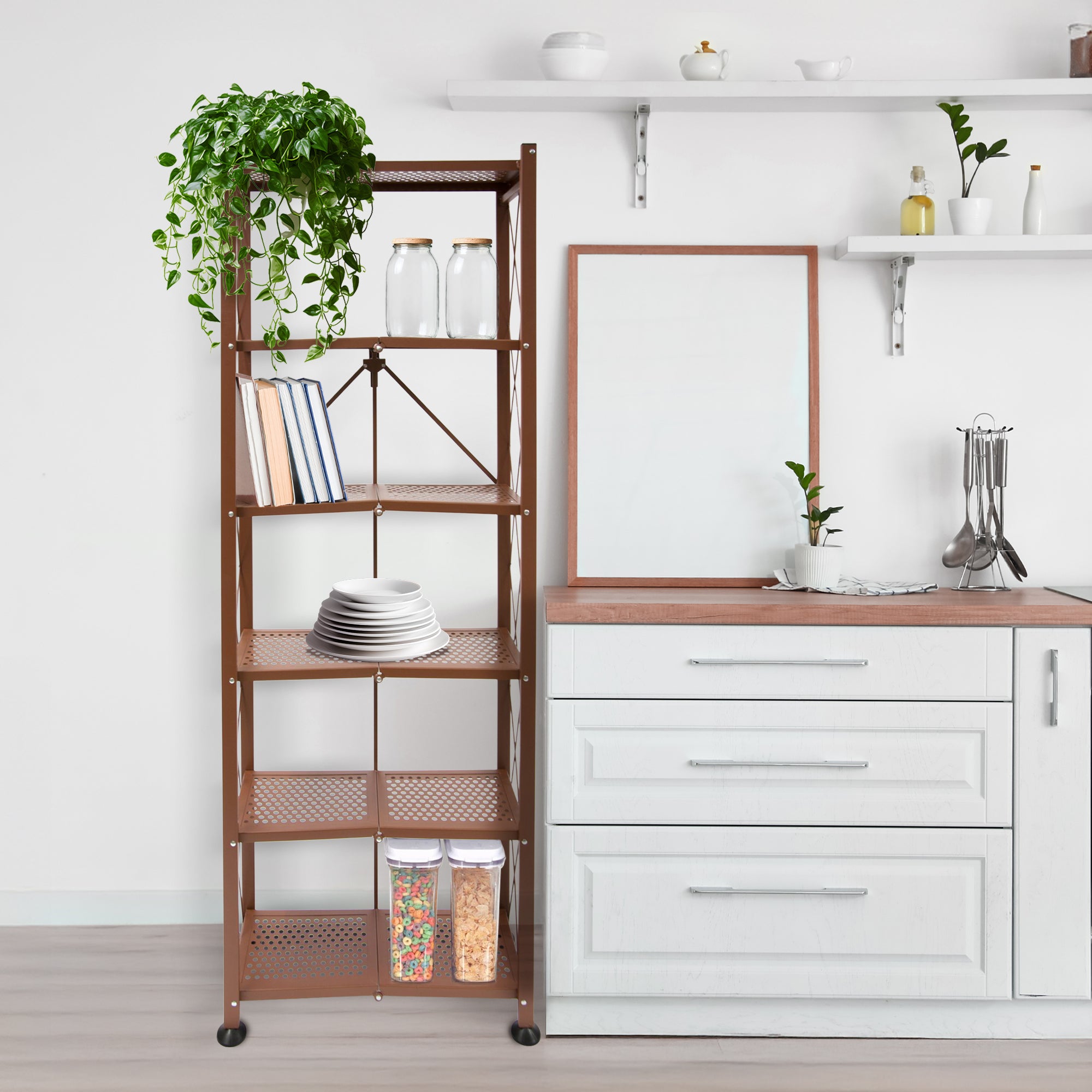 Origami RB Foldable 6 Tier Rack, Wheels Tall/Slim, Bronze, Certified Refurbished - VMInnovations