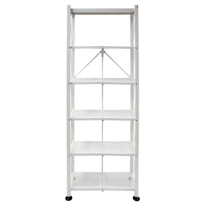Origami RB Foldable 6 Tier Rack, Wheels, Tall/Slim, White, (Open Box) - VMInnovations