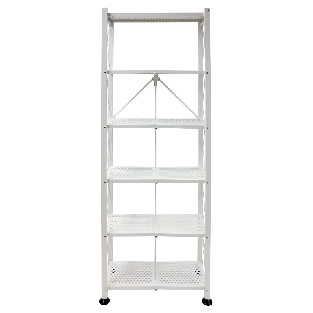 Origami RB Foldable 6 Tier Rack, Wheels, Tall/Slim, White, (Open Box) - VMInnovations