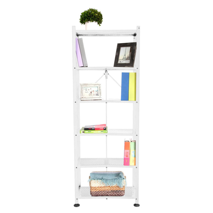Origami RB Foldable 6 Tier Rack, Wheels, Tall/Slim, White, (Open Box) - VMInnovations