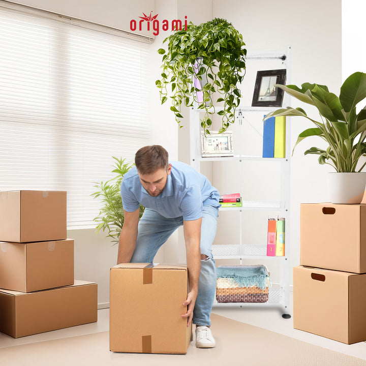 Origami RB Foldable 6 Tier Rack, Wheels, Tall/Slim, White, (Open Box) - VMInnovations