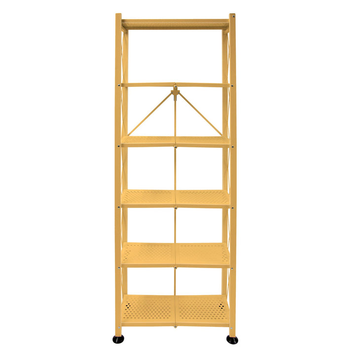 Origami RB Foldable 6 Tier Rack, Wheels, Tall/Slim, Gold, Certified Refurbished