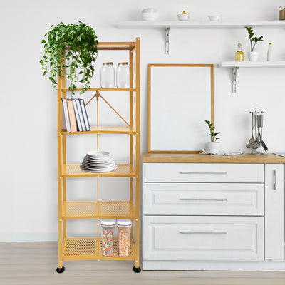 Origami RB Foldable 6 Tier Rack, Wheels, Tall/Slim, Gold, Certified Refurbished - VMInnovations