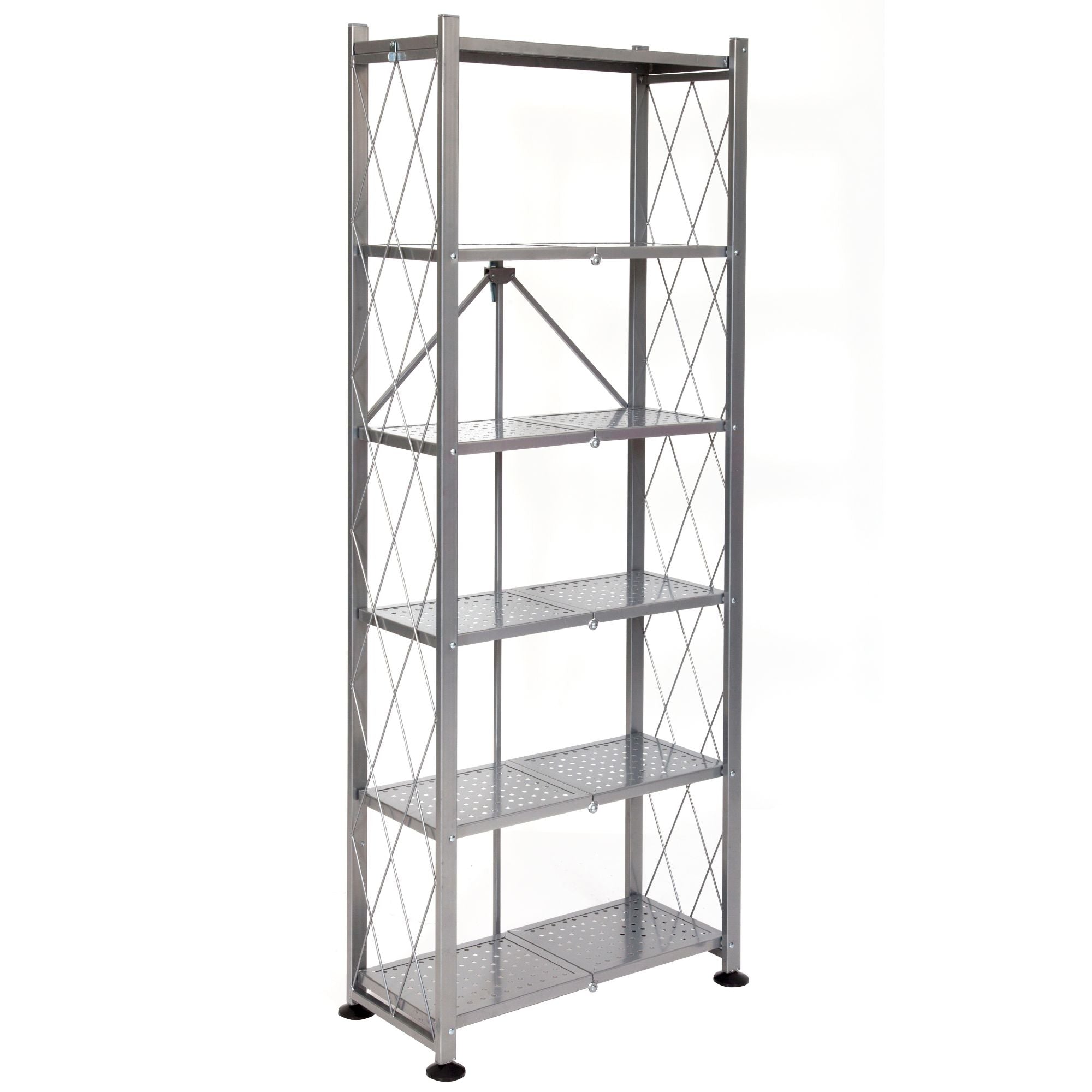 Six Tier Rack Origami RB Foldable 6 Tier Rack, Wheels Tall/Slim, Silver, Certified R ...