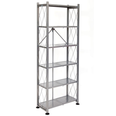 Origami RB Foldable 6 Tier Rack, Wheels Tall/Slim, Silver, Certified Refurbished - VMInnovations