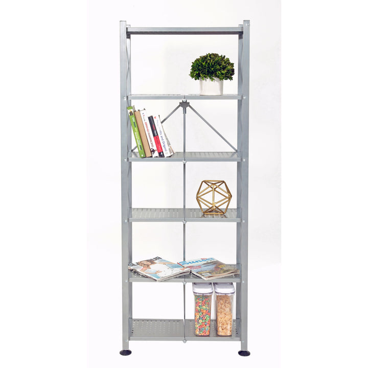 Origami RB Foldable 6 Tier Rack, Wheels Tall/Slim, Silver, Certified Refurbished