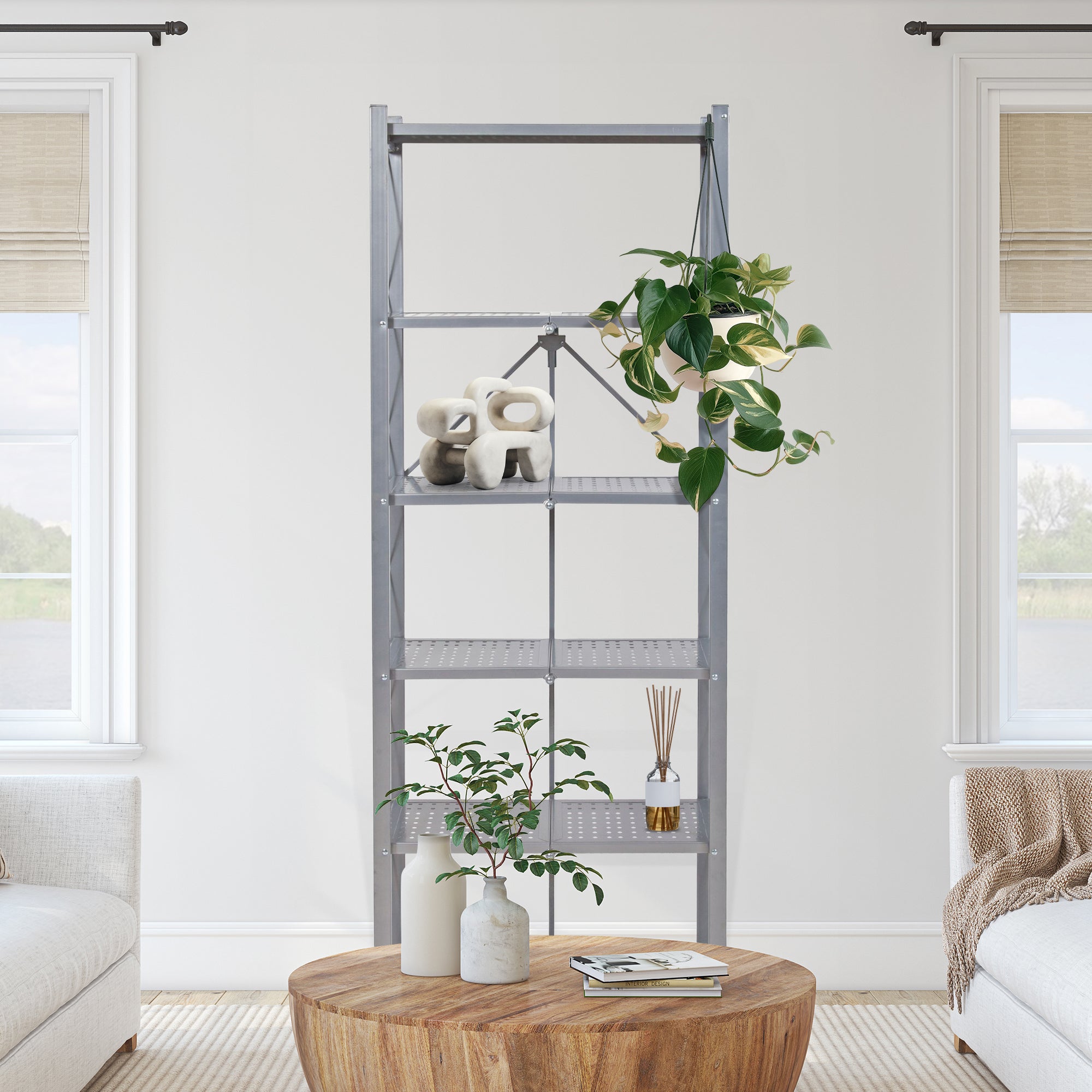 Origami RB Foldable 6 Tier Rack, Wheels Tall/Slim, Silver, Certified Refurbished - VMInnovations