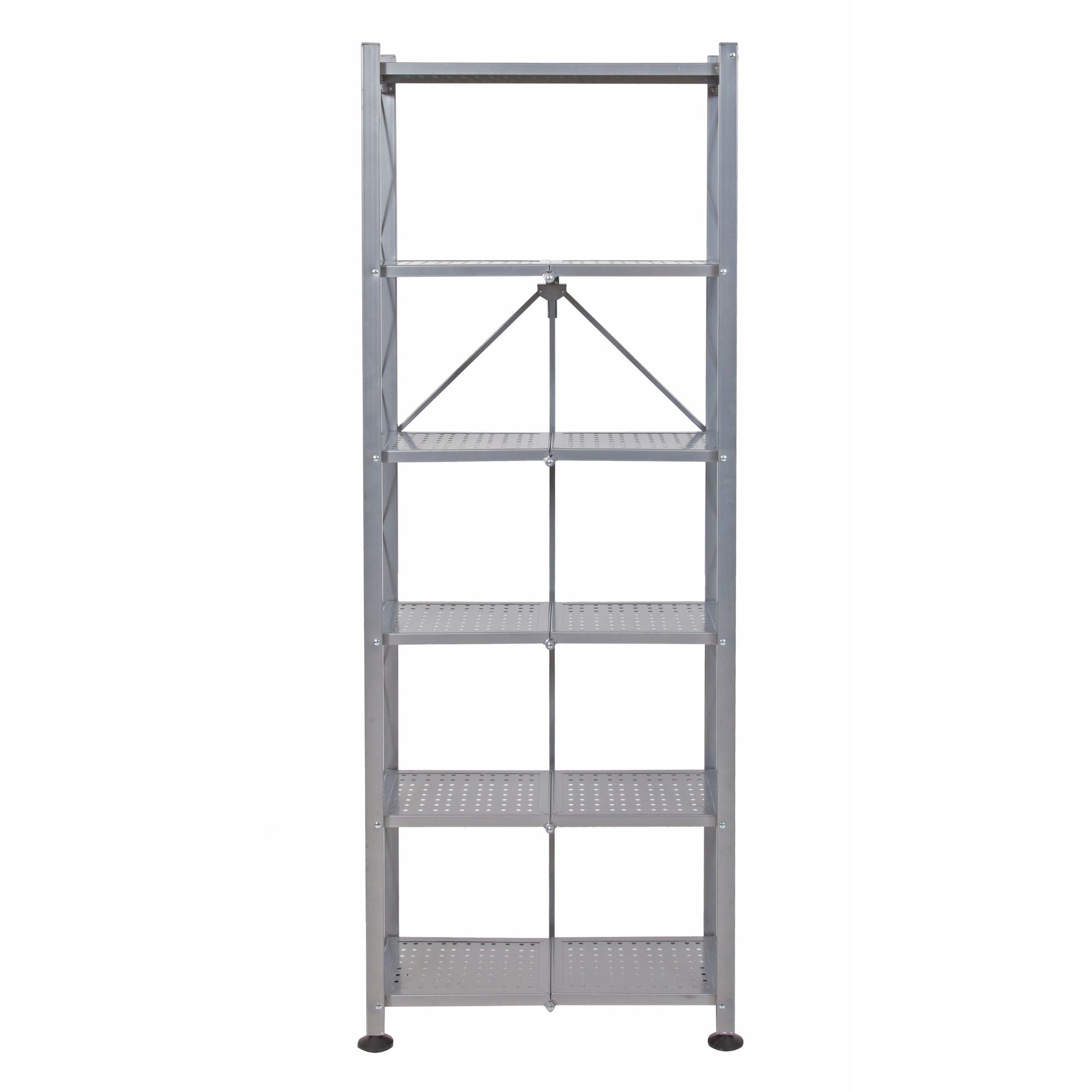 Origami RB Foldable 6 Tier Rack, Wheels Tall/Slim, Silver, Certified Refurbished - VMInnovations