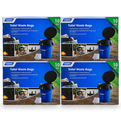 Camco 40 Pack Leak Proof Double Lined Camping Toilet Bucket Waste Bags, Black - VMInnovations