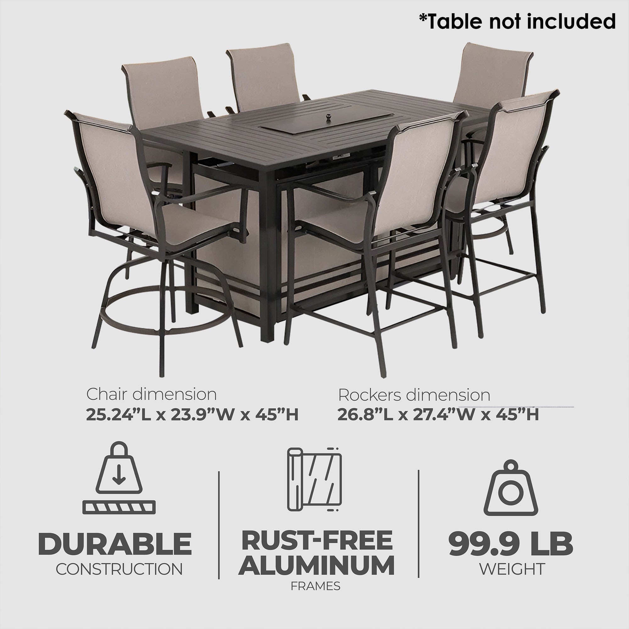 Four Seasons Courtyard Manhattan 6 Piece Patio Dining Furniture, Gray (Used) - VMInnovations