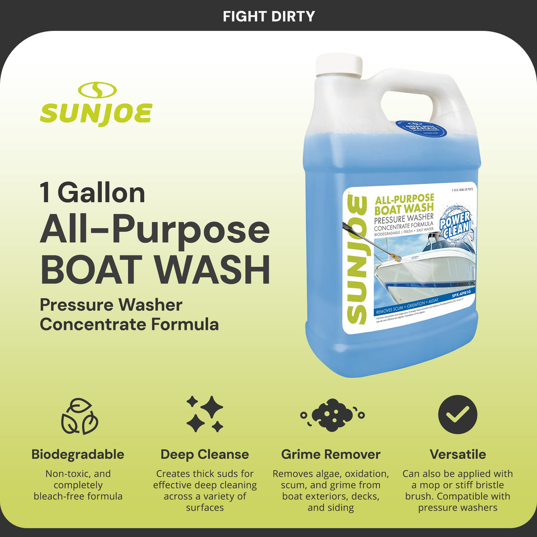 Sun Joe All Purpose Boat Wash Pressure Washer Cleaner Concentrate, 1 Gal, APBW1G - VMInnovations