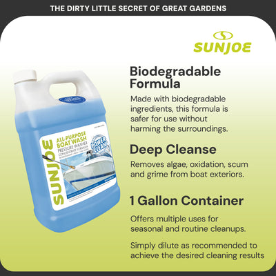 Sun Joe All Purpose Boat Wash Pressure Washer Cleaner Concentrate, 1 Gal, APBW1G