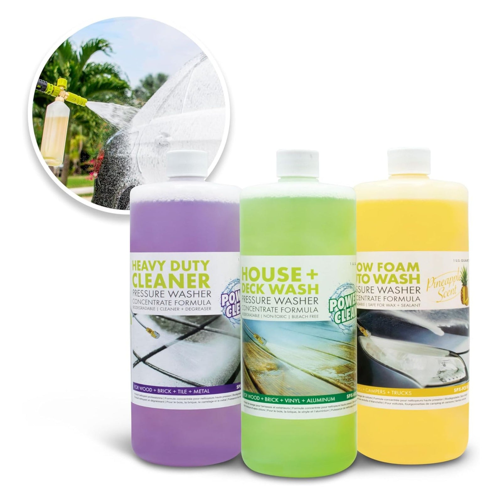 Sun Joe 3 Pack Pressure Washer Concentrate Formula, Biodegradable Detergent Trio, ASST3Q - VMInnovations