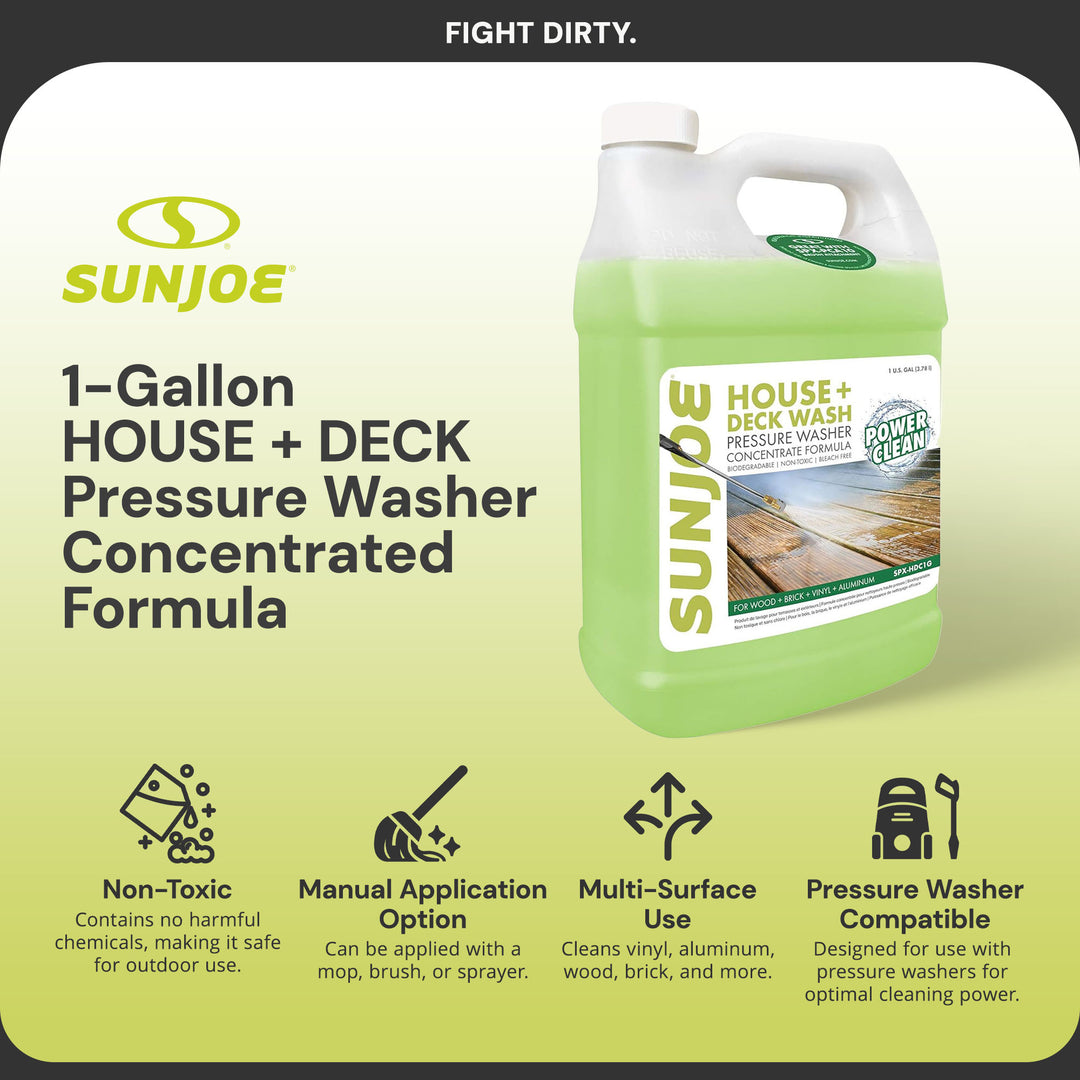 Sun Joe Electric Pressure Washer & All-Purpose House Deck Cleaning Concentrate