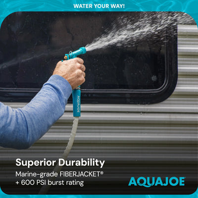 Aqua Joe 50 Foot Expandable RV Hose with Flexible Fiber Jacket, AJFJH50-58-RV