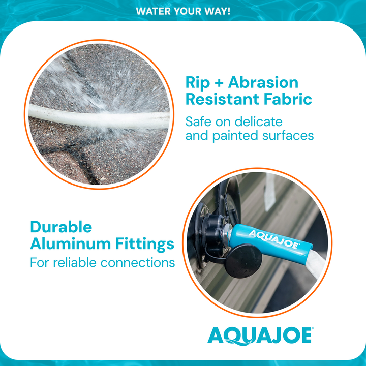 Aqua Joe 50-Foot Expandable RV Hose with Flexible Marine-Grade Fiber Jacket