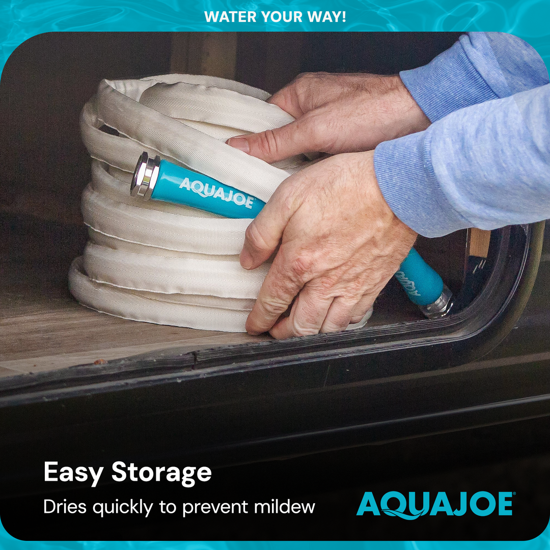 Aqua Joe 50-Foot Expandable RV Hose & flex Marine-Grade Fiber Jacket (Open Box)