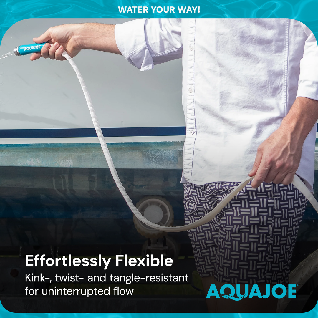 Aqua Joe 50 Foot Expandable RV Hose with Flexible Fiber Jacket, AJFJH50-58-RV