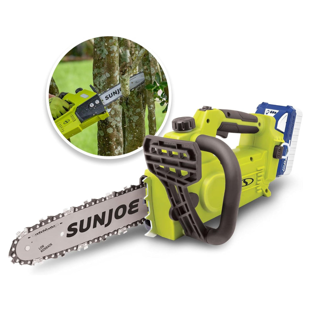 Sun Joe 24V 10-Inch Cordless 600W Chain Saw Kit with 4.0Ah Battery & Charger