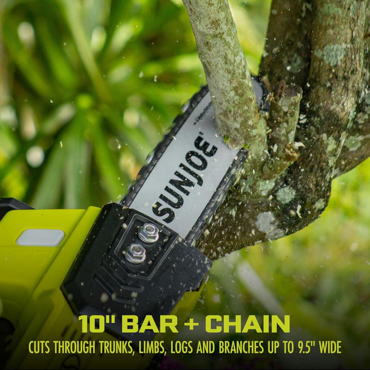 Sun Joe 24V 10-Inch Cordless 600W Chain Saw Kit with 4.0Ah Battery & Charger